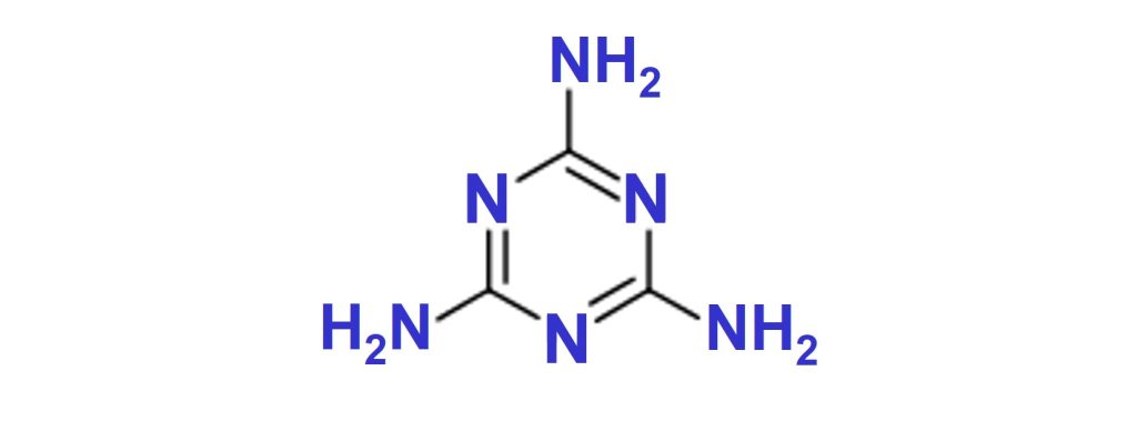 三聚氰胺的化学结构。